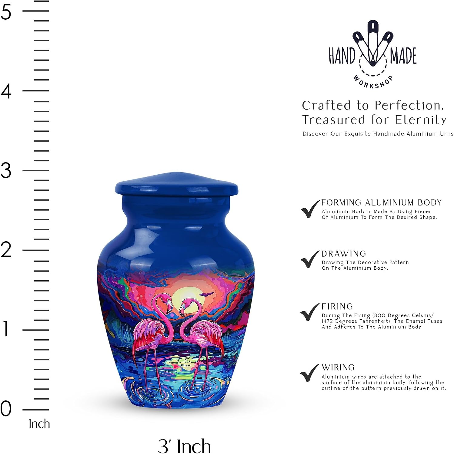 Flamingo Urn - Cremation Urns for Human Ashes Adult Male & Father - Small Urns for Human Ashes Keepsake Adult Female Mother - Memorial Urn for Human Keepsake 3 Inch 1 Pcs