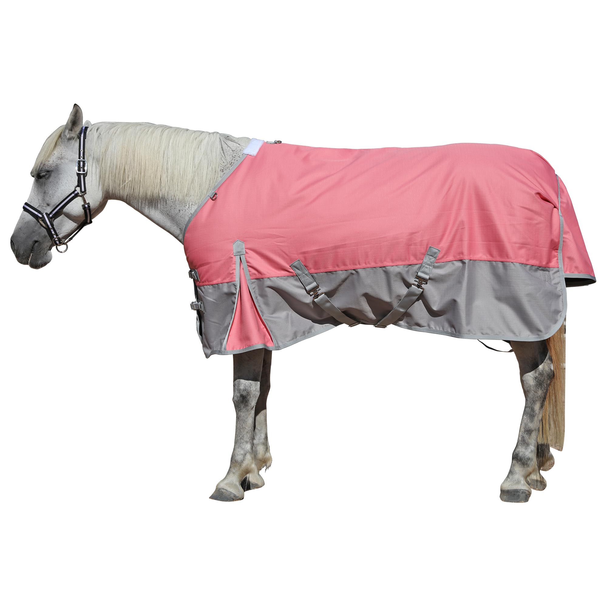 Leberna 1200D Winter Horse Turnout Rug with 200g Fill –Waterproof & Breathable Cold Weather Rug for Horses with Standard Neck (Pink Grey, 7'0")