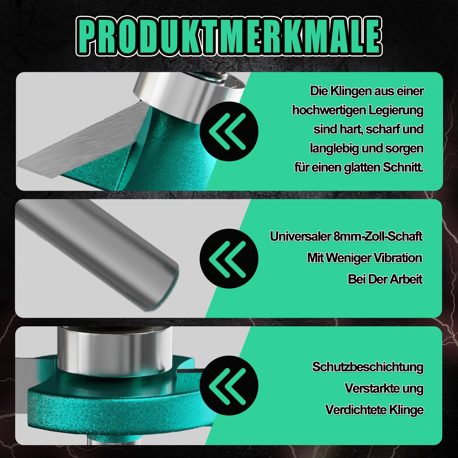 CSOOM 30-teiliges professioneller Fräser-Set für Holzbearbeitung mit Ersatzlagern, geeignet für 8mm Schaft, Hartlegierungsklingen, Holzbearbeitungswerkzeuge, verpackt in stabilen Holzkisten