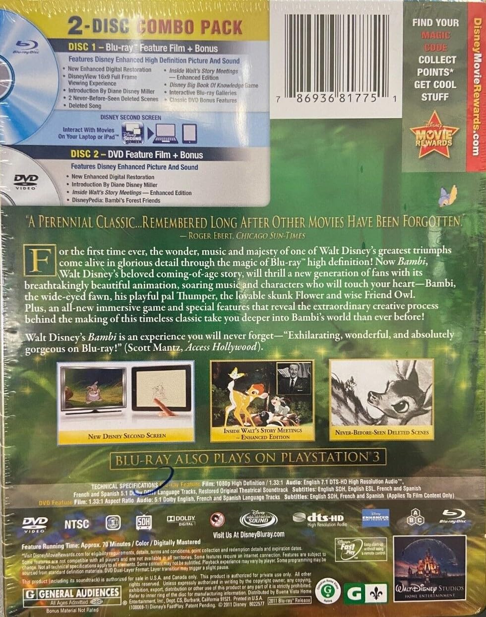 Bambi Diamond Edition Steelbook Collectible Packaging [Blu-ray + DVD] [2011]
