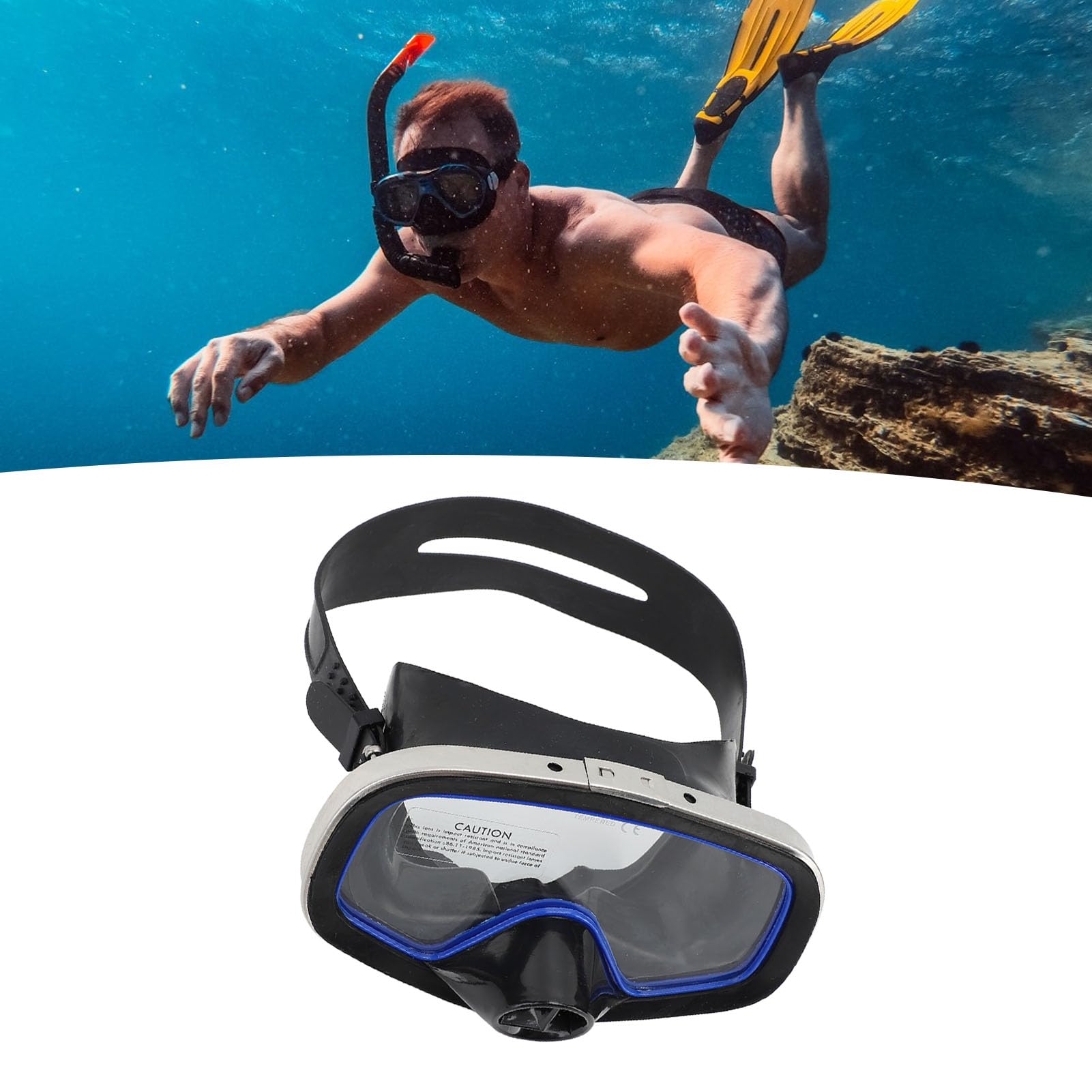 Generic Gafas de Buceo, Lentes de Vidrio Templado a Prueba de Agua de Silicona, Gafas Subacuáticas con Vista Clara para Bucear, Nadar, a Prueba de Arañazos, Cómodas para Bucear