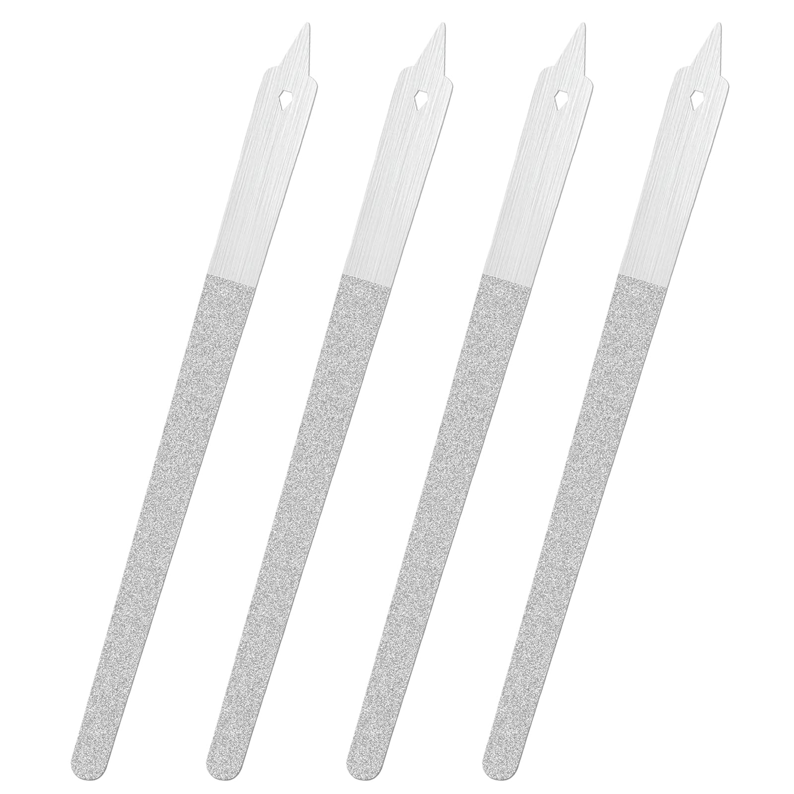 4 PCS Diamond Deb Nail File Double Sided Fingernail Files Stainless Steel Nail Filer with Sharp Pointed Tip Metal Nail Files for Natural Nails Manicure Pedicure Toenails Tools for Salon Home