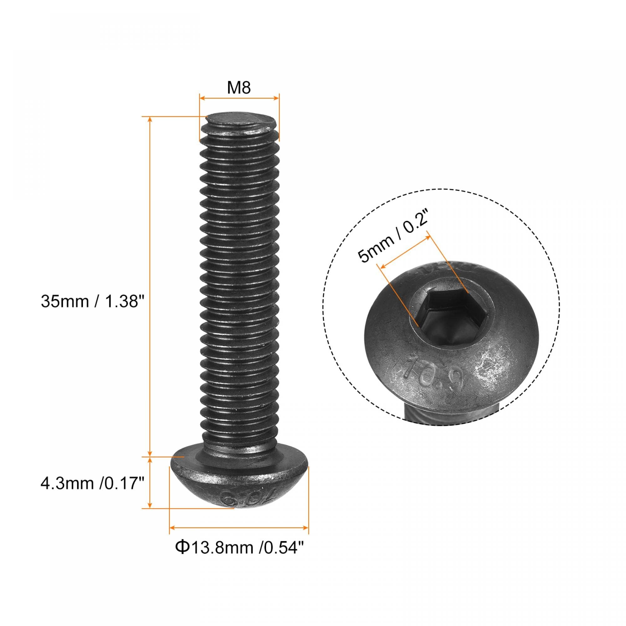 TA-VIGOR 10Pcs M8 x 35mm Alloy Steel Button Head Hex Socket Cap Screws, Flanged Button Bolts Nuts Hex Drive Fastener for Machine - Image 2