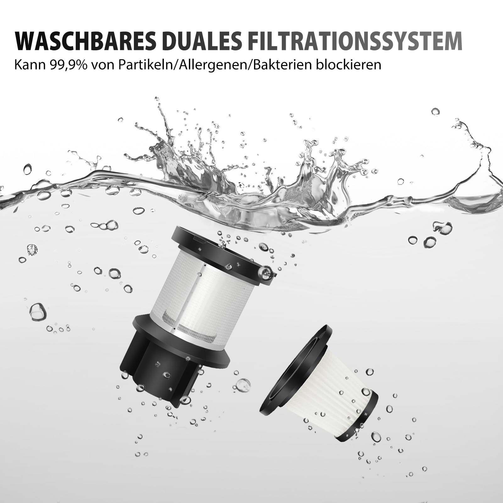 Kabelloser Stabstaubsauger, 15KPA aufrechter Staubsauger mit 3,0Ah-Akku, LED-Licht, 2 Geschwindigkeiten Ideal für Tierhaare, Teppiche und Hartböden