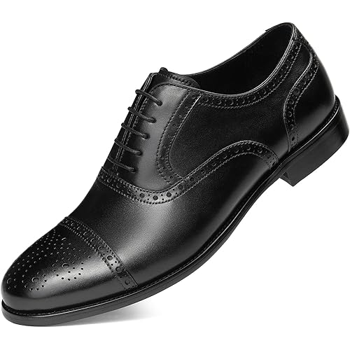 Hallow unbind Men's Handmade Semi Brogue Dress Shoes Full Grain Leather Oxford Formal Shoes for Men