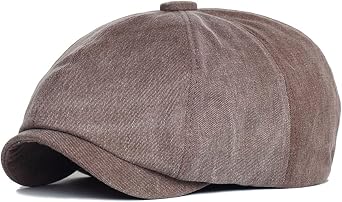Newsboy Cap for Men Women, Classic Cotton 8 Panel Beret Hat, Adjustable Gatsby Cabbie Hat