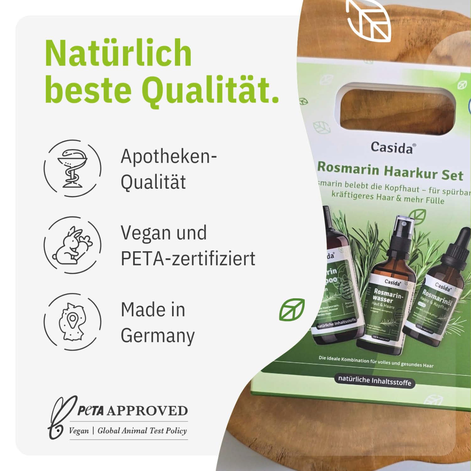 Casida Juego de tratamiento para el cabello de romero, champú de romero, agua de romero y aceite de romero para el cabello, cuidado óptimo con ingredientes naturales para el crecimiento del cabello