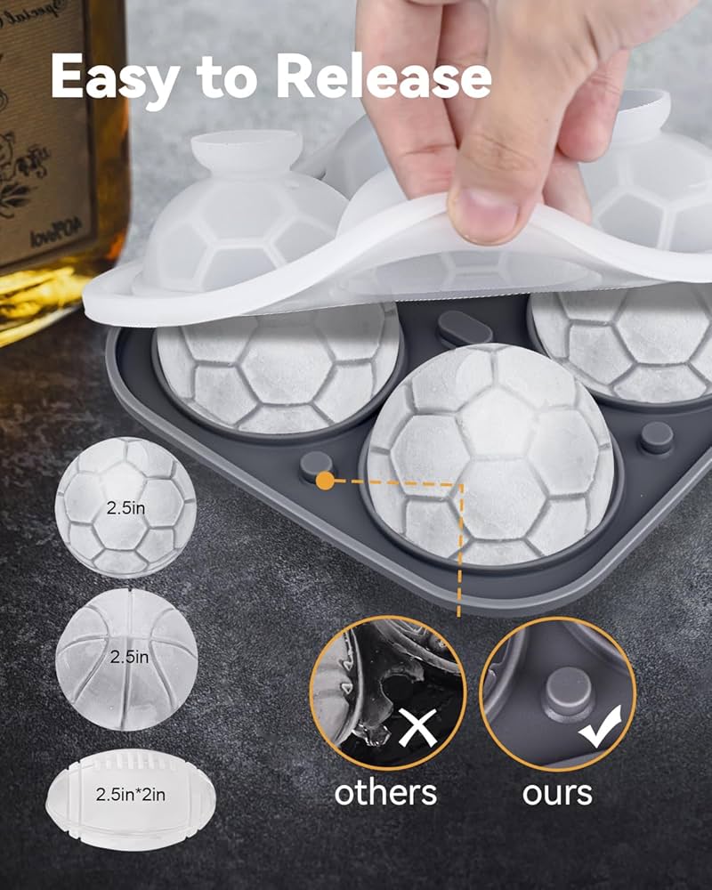 ★アイスキューブ 製氷皿　ボール型氷球モールド　食器洗い機対応　黒のサッカー ☆アイスキューブ 製氷皿 ボール型氷球モールド 食器洗い機対応