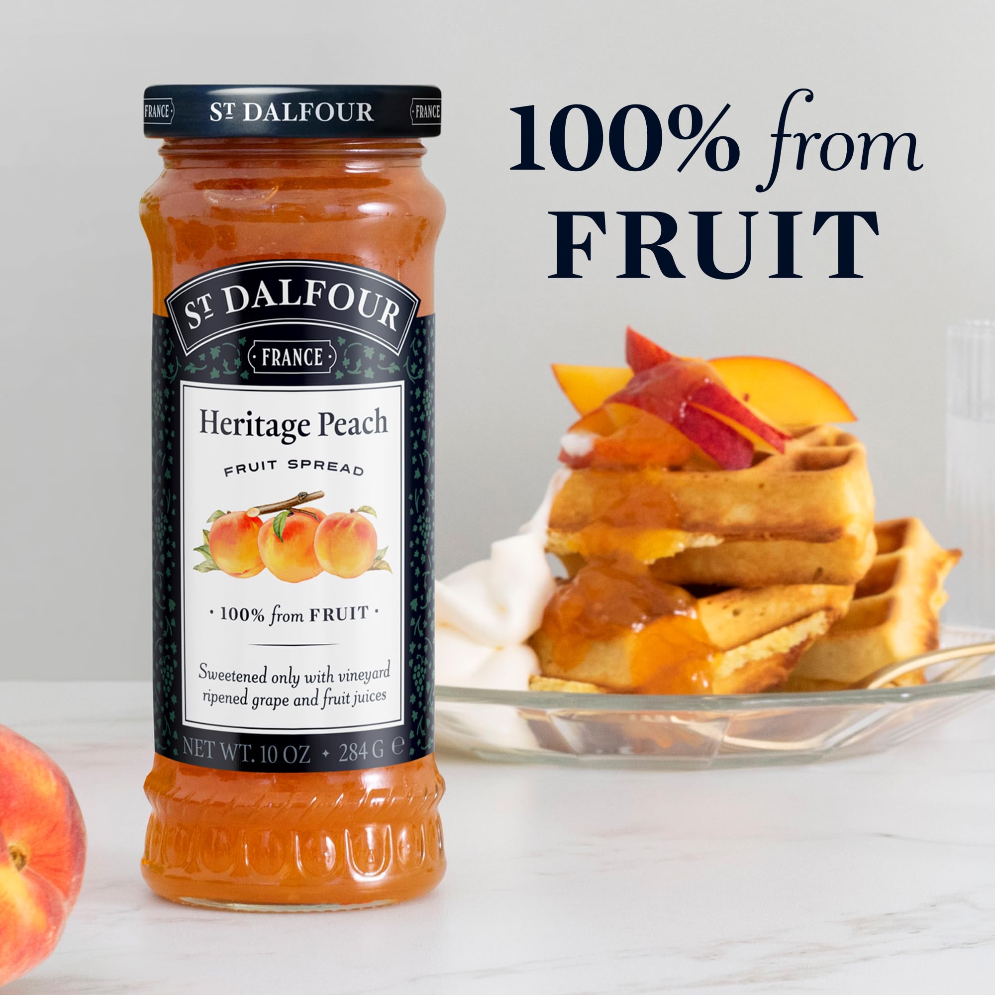 St Dalfour CAJA MIXTA | 2 frascos FRESA, 2 frascos MELOCOTÓN, 2 frascos NARANJA & JENGIBRE | Mermelada natural | Caja 6 frascos x 284gr | 100% fruta sin azúcares añadidos