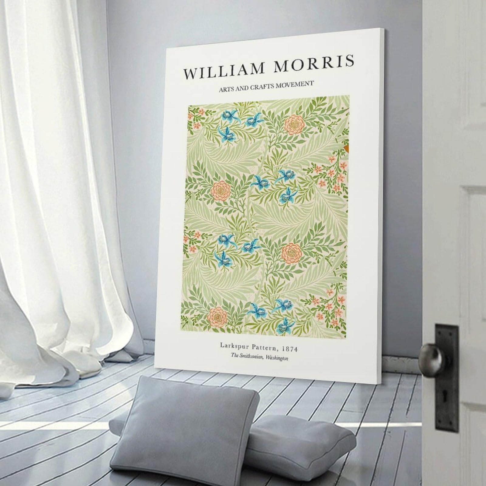 Junmoney William Morris Leaf Decorative Canvas Print, 20x30inch(50x75cm), for Home, Office, Studio Or Guest Room, Canvas Wall Art That Fits Changing Layouts