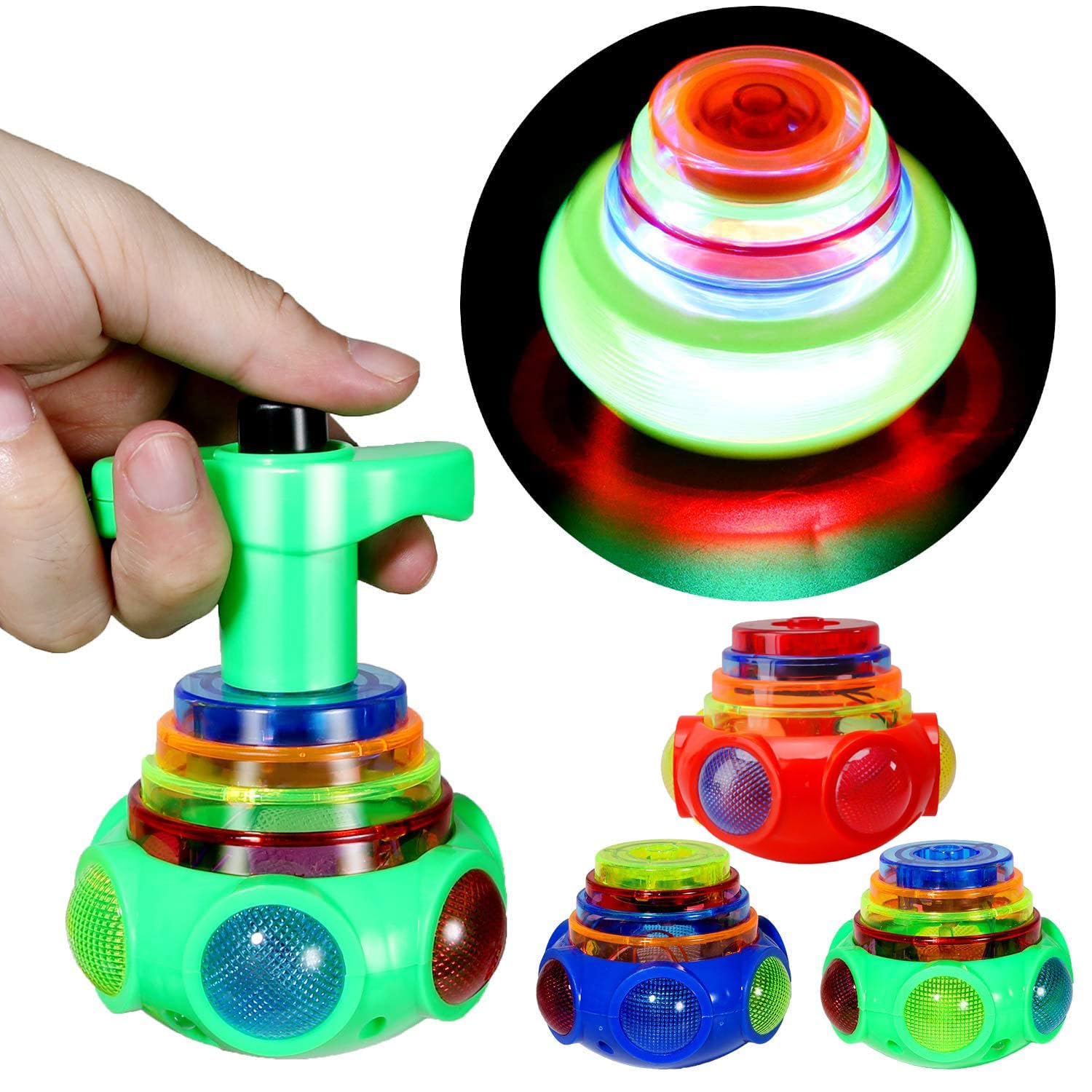 Attention Autism Bucket Tops, Anti-Anxiety Spinning Tops, 3 PCS Relax Stress Light up Spinner Attention Autism Bucket Relax Stress, For Friend, Office, Desk