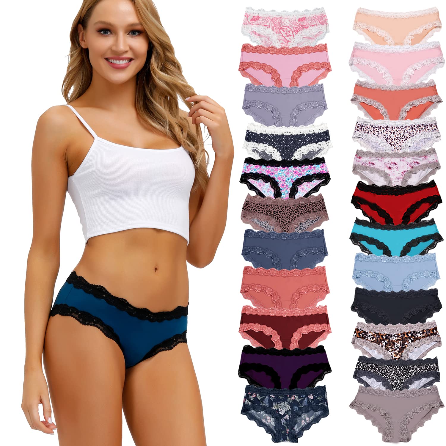 ADOVAKKER Womens Underwear Low Rise Lady Micro Smooth Breathable Briefs Hipster Panties Multipack Printing J-S1