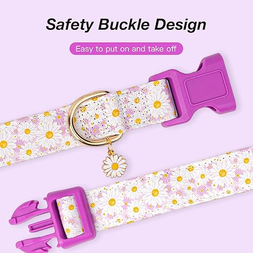 Miniatura 4 de Collares para perros con hebilla ajustable para lindas, hembras, hembras, machos, collar especial suave y elegante para perros con diseño de flores