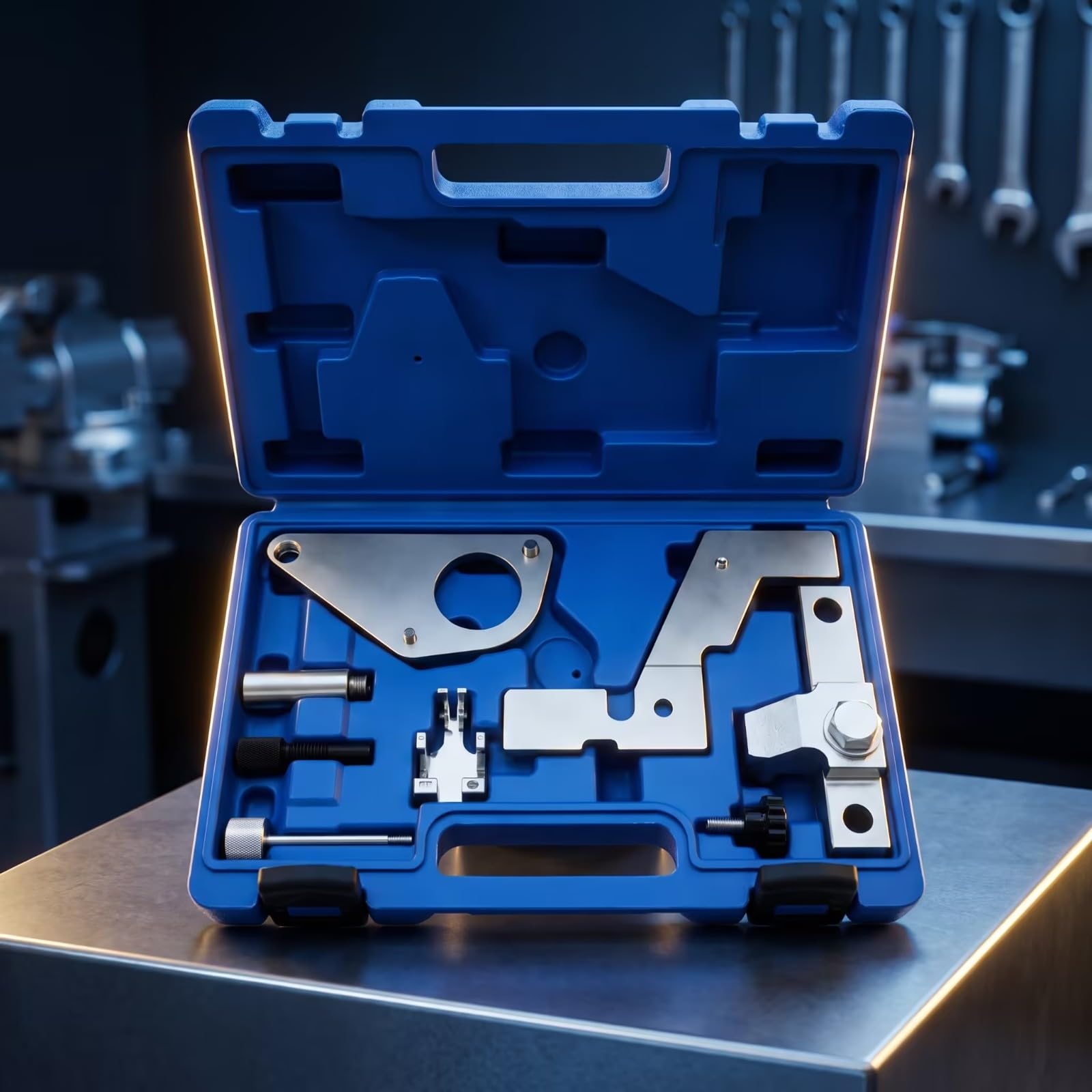 Set di Strumenti per Fasatura Design Compatto e Organizzato, Kit fasatura con Valigetta, Kit con Perni di Bloccaggio, per Riparazione Auto, Officina