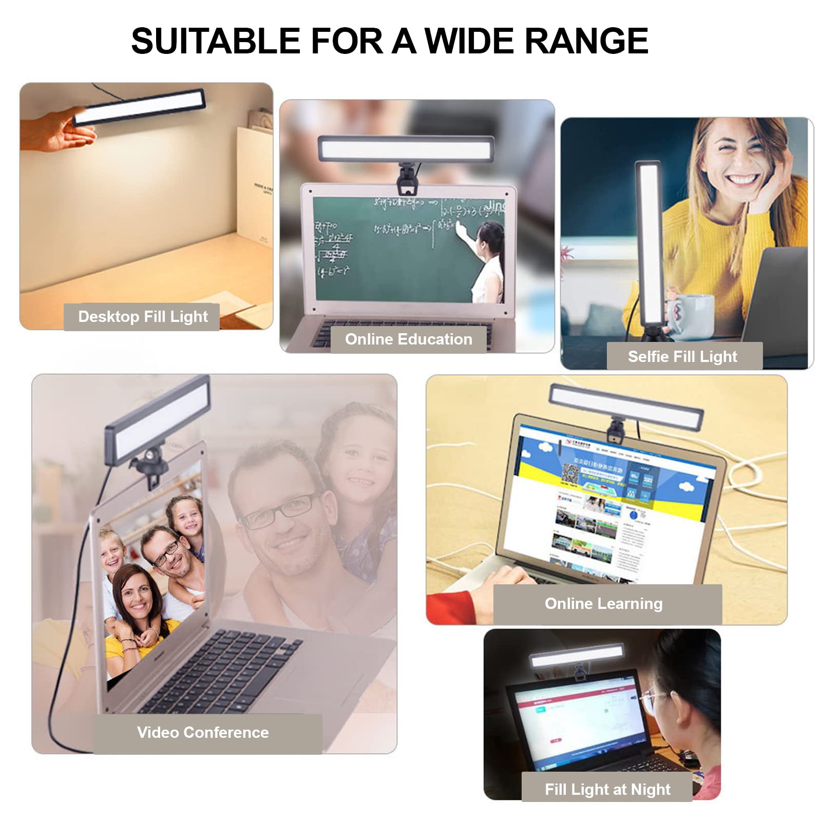 Goshyda Illuminazione per Videoconferenza, Mini Luce di Riempimento a LED 2500-9000K 3 Luci per Webcam con Temperatura Colore, con Clip Ad Angolo Regolabile, per Registrazione Video