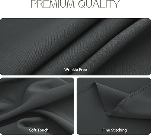 Miniatura 5 de Romanstile Paquete de 2 manteles rectangulares color gris oscuro de 52 x 70 pulgadas, para mesas de 4 pies, resistentes a las manchas y a las