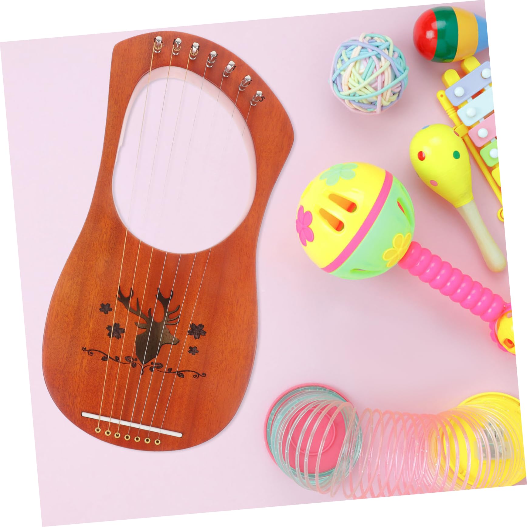 Vaguelly Lira per Principianti in Legno e Rame per Strumento Musicale Portatile a 7 Corde Suono Caldo e Delicato Ragazzo Ragazza e Adulti