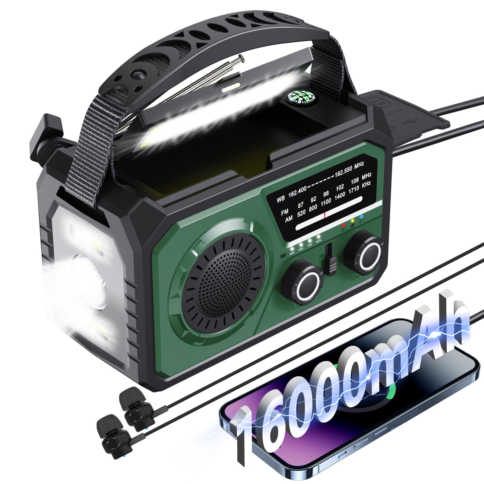 Amazon.com: 16000mAh Emergency Weather Radio, AM/FM/NOAA