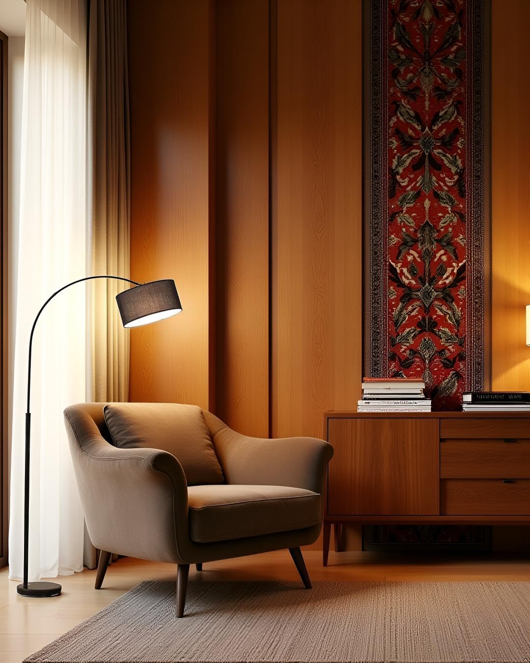 BEL AIR HOME - Lampada da Terra CAPRI | 126 cm Altezza Regolabile | Design Elegante per Interni | Adatta per Bulbo E27, Moderna (NERO)
