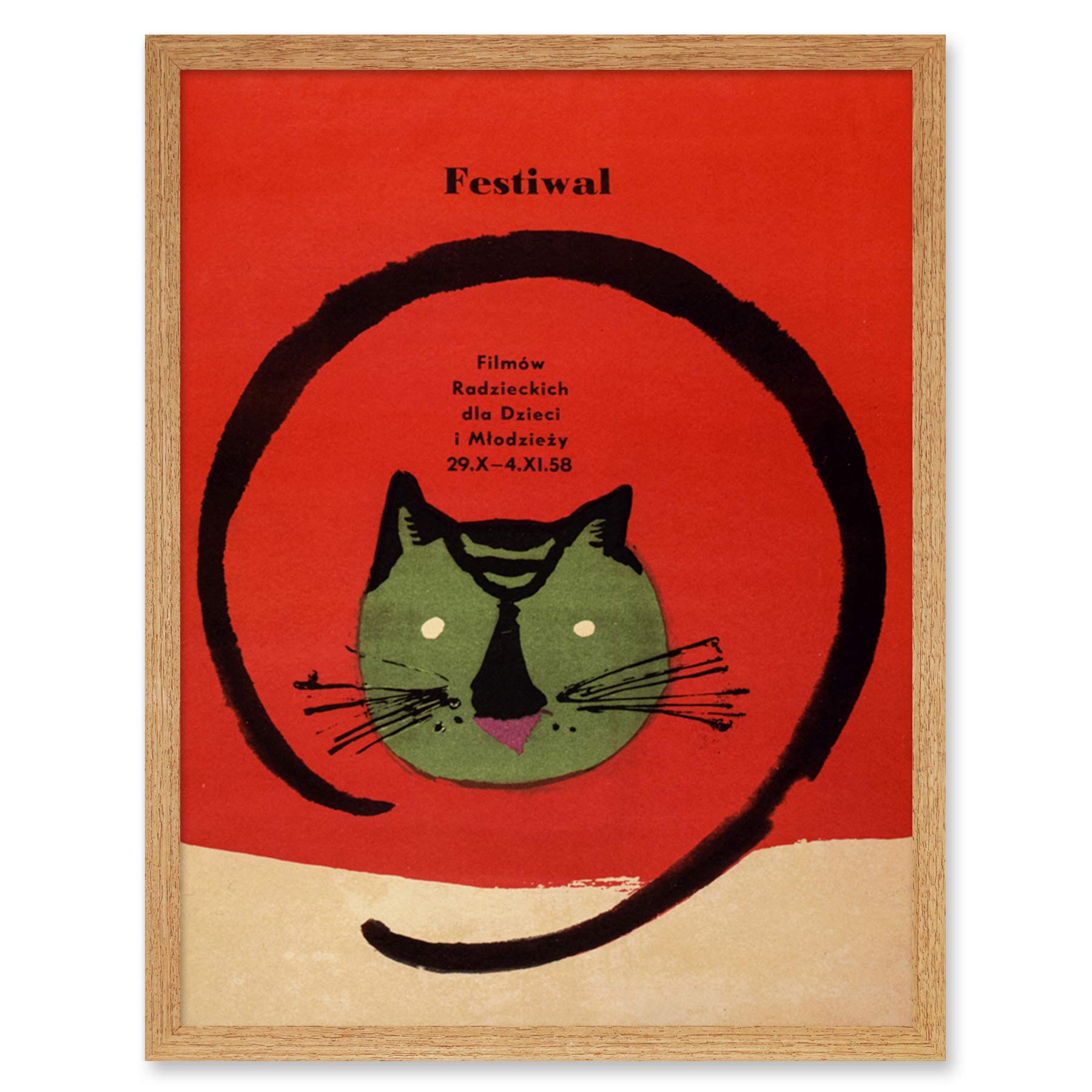 Wee Blue Coo Festival Film Movie Cat Poland Warsaw Art Print Framed Poster Wall Decor 12x16 inch