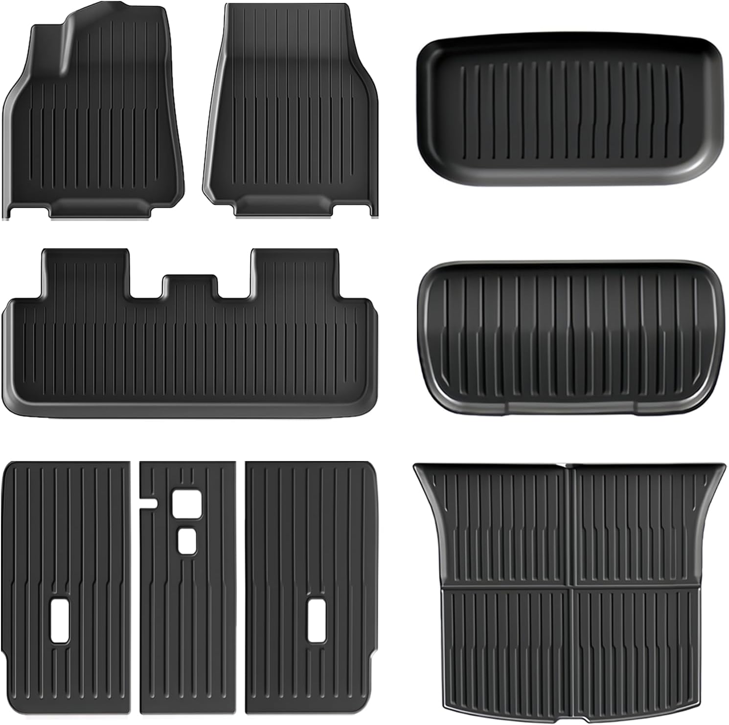 Tesla Model Y Juniper Floor Mats and Cargo Liner,9PCS TPE All Weather Floor Liner for New Model Y 2025 2026 5 Seat,Black Car Mats for Tesla Accseeories, Cargo Mats and Seat Back Cover Protector