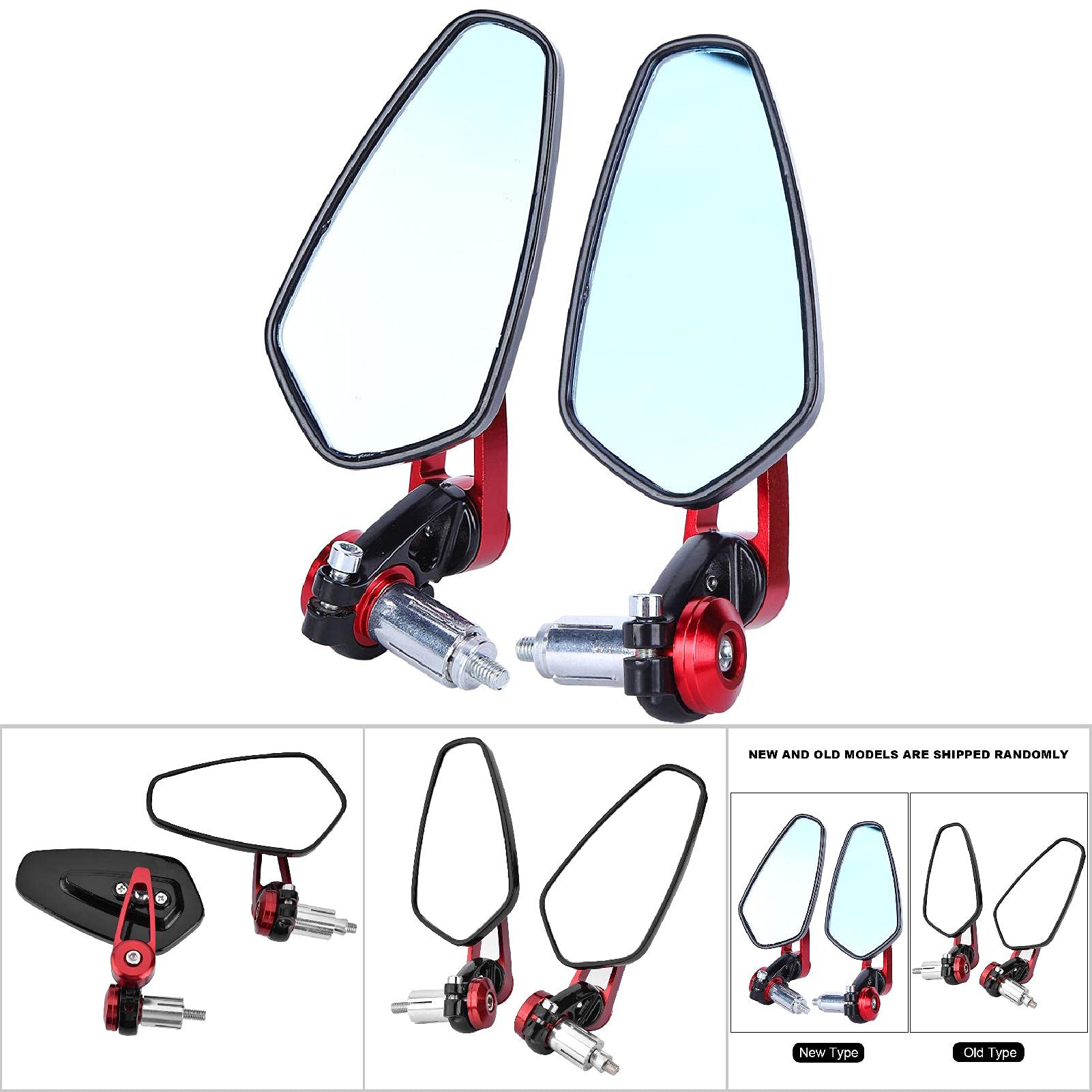 Uniwersalne boczne lusterko wsteczne motocykla Motocykl ze stopu aluminium 7/8 "22 mm boczne lusterka wsteczne (czerwone)
