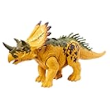 Mattel Jurassic World Wild Roar Dinosaur Toy with Sound & Attack Move, Regaliceratops Posable Action Figure Includes Digital Play, 11 inches Long