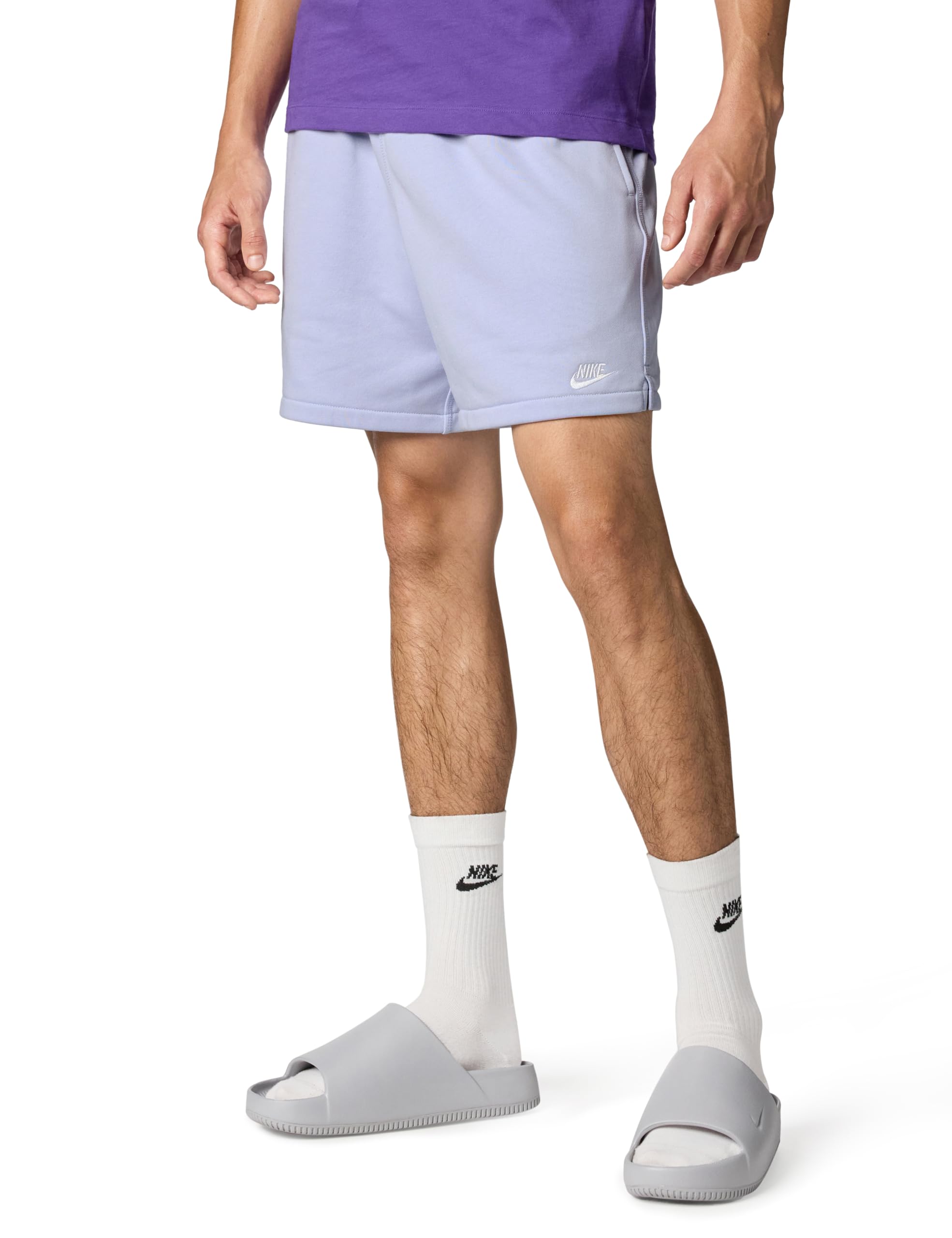 Nike Men's Club French Terry Flow Shorts, Ghost/Ghost/White, Large