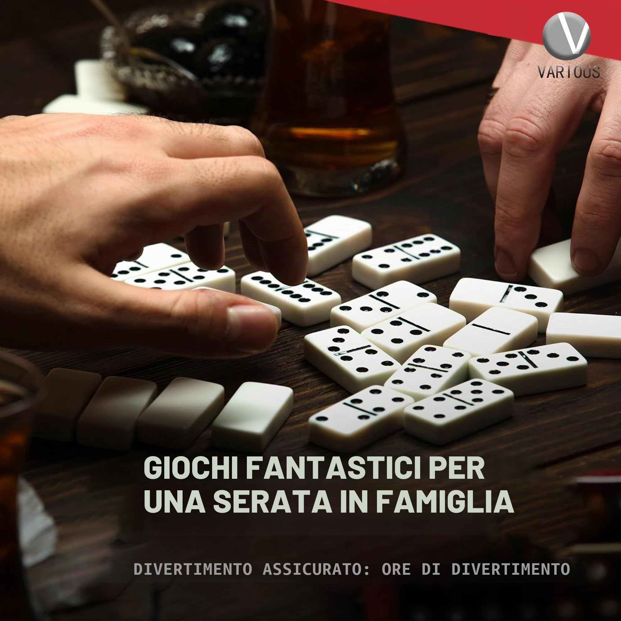 Various Domino Double 28 Gettoni Scatola In Similpelle, Gioco Da Tavolo Classico Per Bambini E Adulti