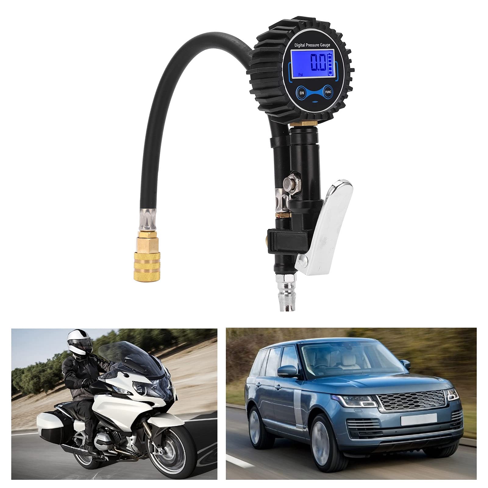 Manomètre Numérique LCD pour Pneus, Surveillance du Gonfleur, 100 PSI, Mandrin D'air et Accessoires de Compresseur, Connexion Rapide, Accessoires de Camion et de Voiture
