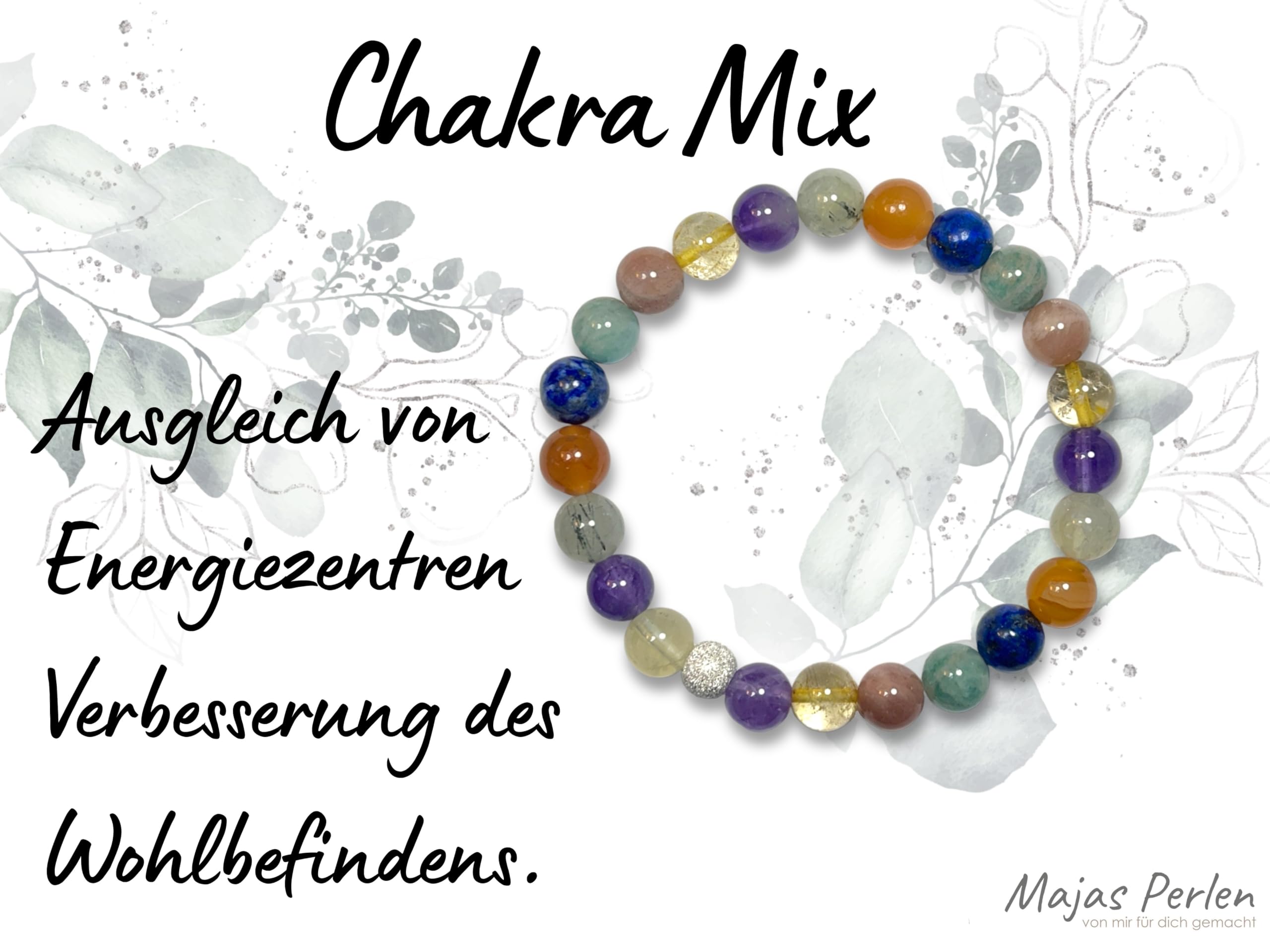Spirituelles Edelsteinarmband 8mm mit facettierter 925 Sterling Silber Perle - Gold Roségold - personalisierbar Handmade