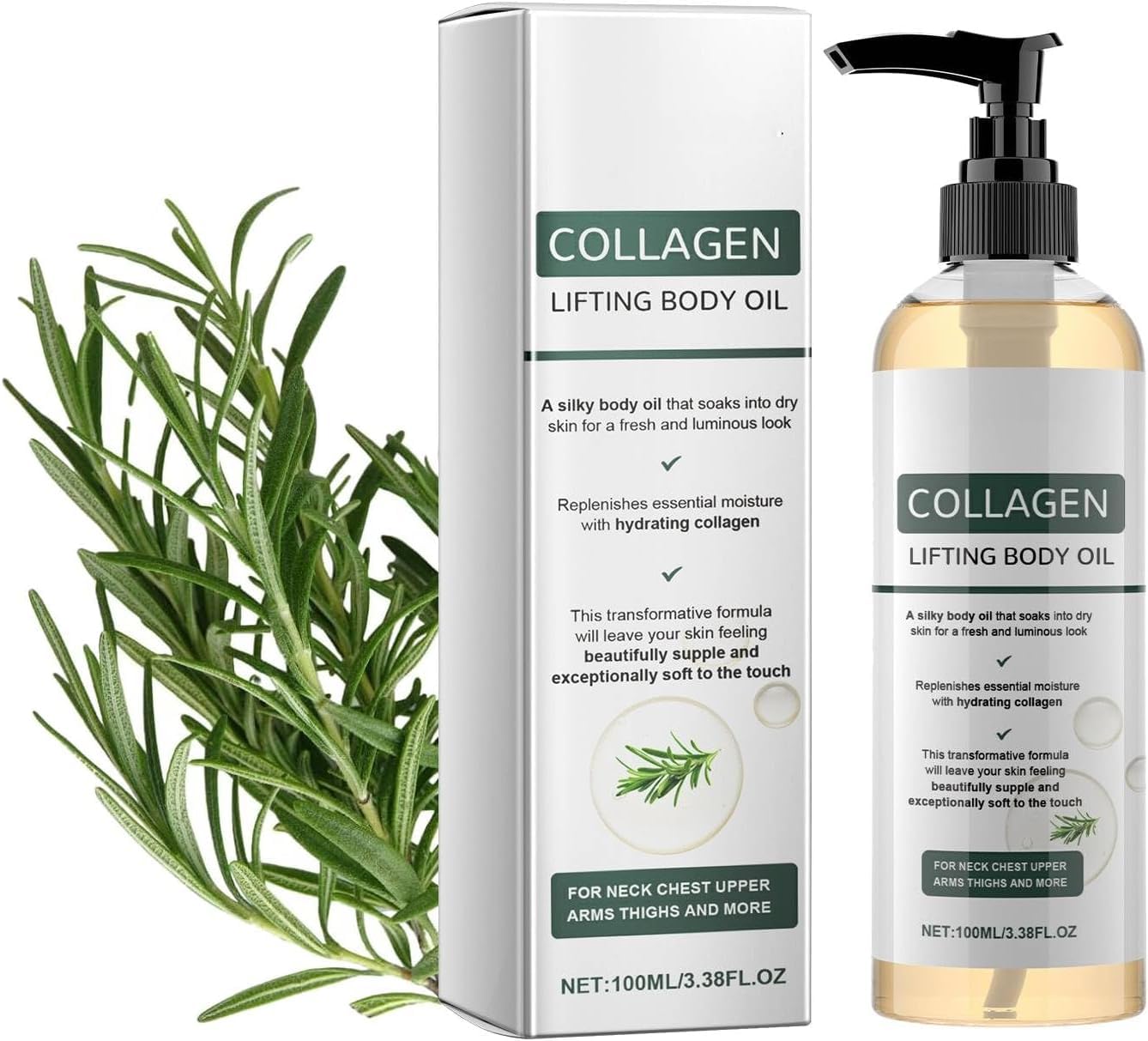 Huile Corporelle Liftante Au Collagène, Collagene Huile Corps Pour Femmes, Collagen Lifting Body Oil, Anti Cellulite, Raffermissante, Hydratante, Atténue Les Ridules, Illumine for Neck, Chest (1Pc) - 2