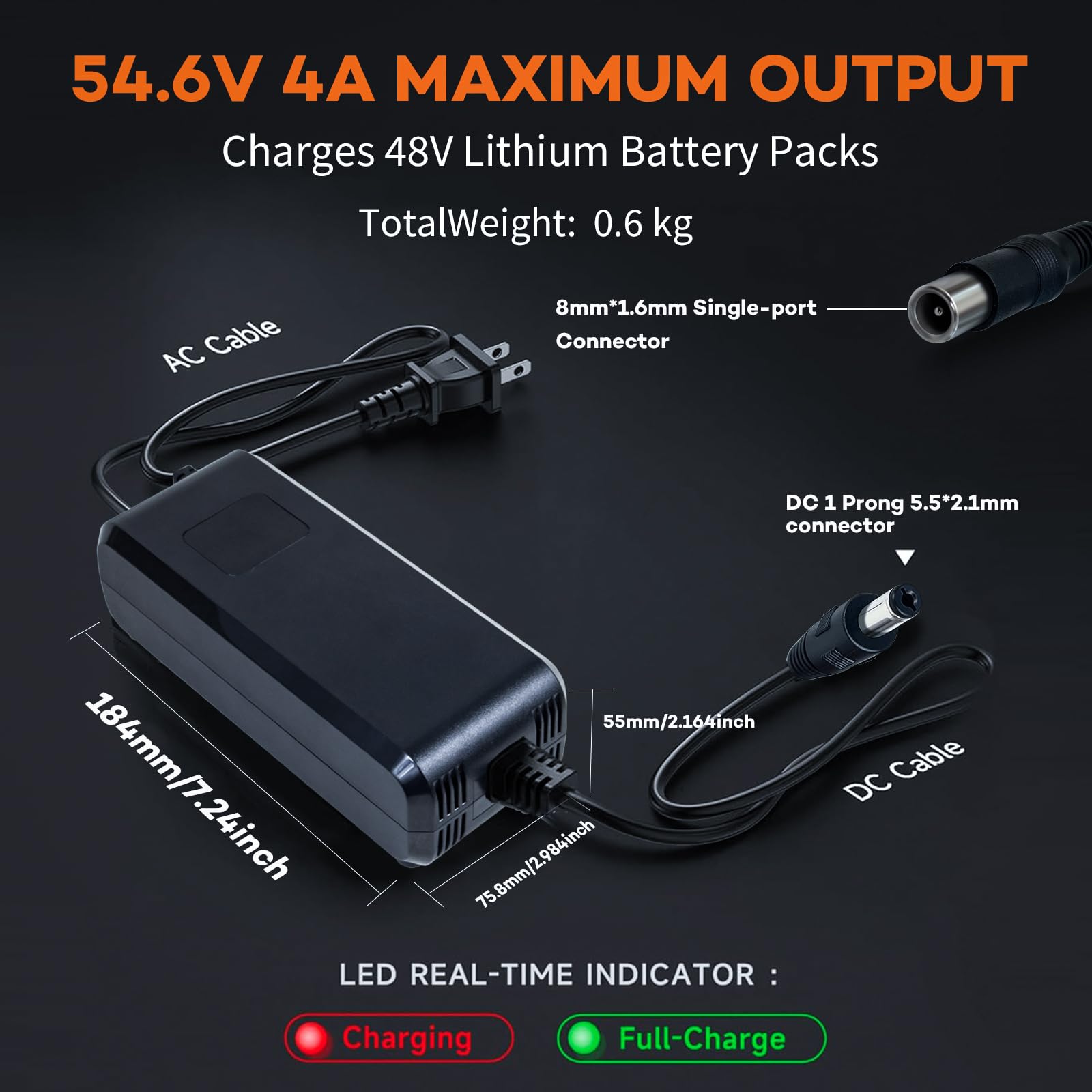 Amazon.com: YZPOWER 54.6V 4A Lithium Battery Charger for 48V 15Ah