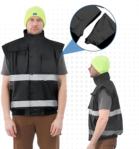 Miniatura 4 de Alta visibilidad impermeable reflectante lluvia invierno chaqueta de seguridad cálido trabajo mono