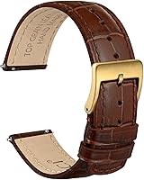 WOCCI Top Grain Leather Watch Bands - Alligator Embossed, Quick Release Pins, 18mm 20mm 22mm Straps for Men Women