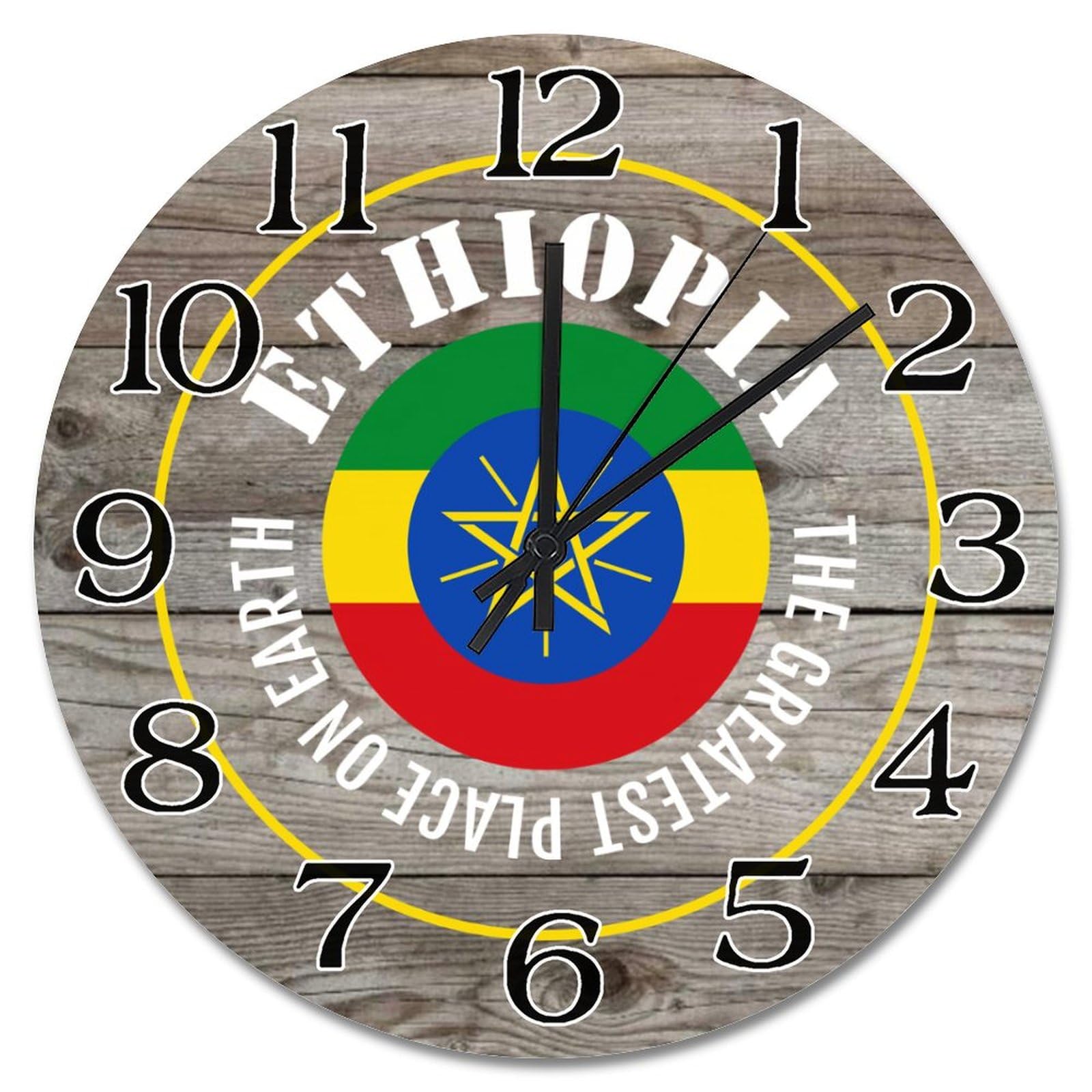 Horloge murale en bois Éthiopie célébrant la beauté de cette terre unique chez vous