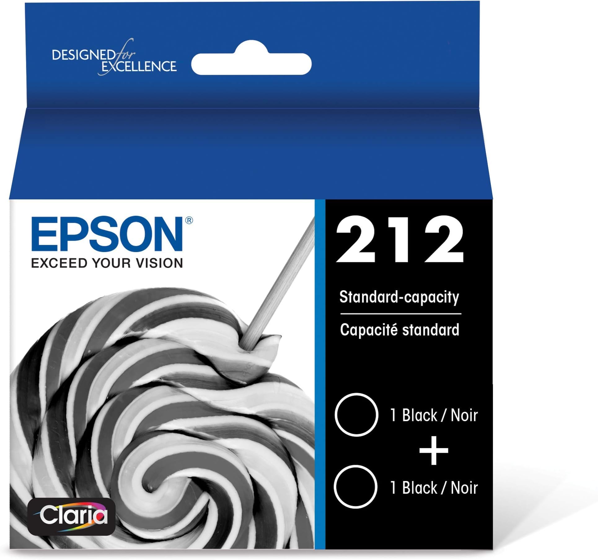 212 Claria Ink Standard Capacity Black Dual Cartridge Pack (T212120-D2) Works with WorkForce WF-2830, 2850 and Expression XP-4100, 4105