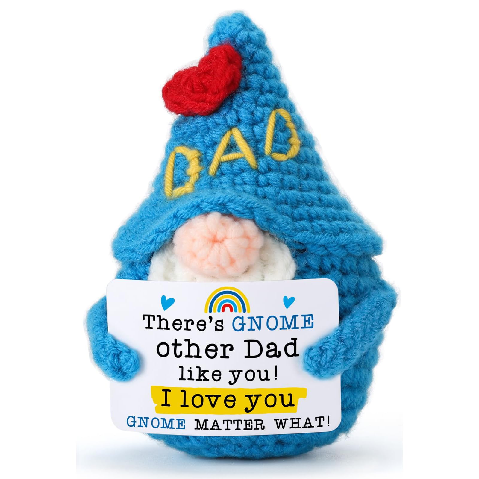 Fathers Day Funny Gifts,Dad Gifts,Mini Gnome,from Daughter Son,Cute Handmade Positive Crochet “There’S Gnome Other Dad Like You” Gifts for Your Husband’S Father, Father-in-Law and Grandfather