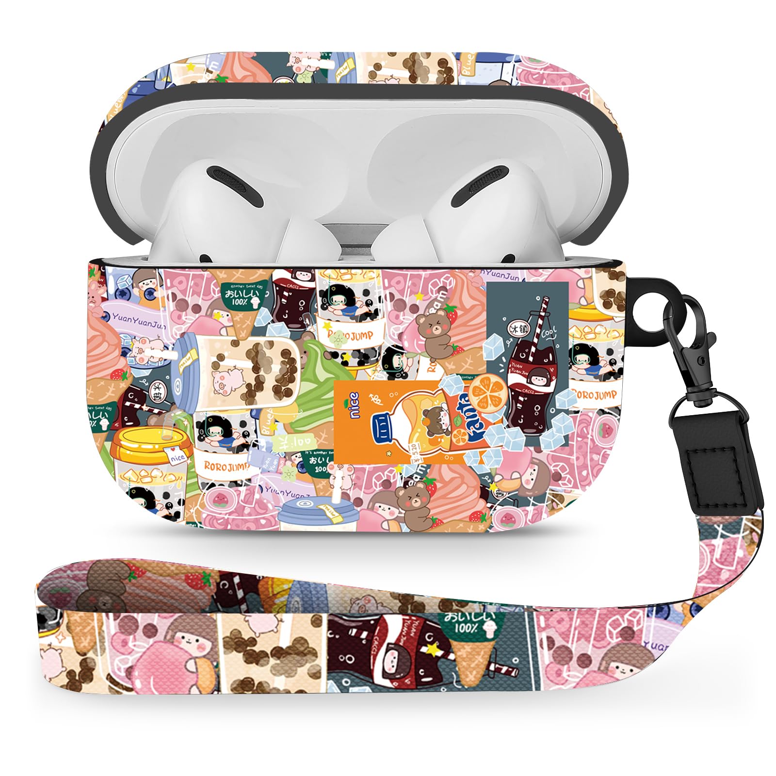 for Airpods Pro Case — Marble Design, Hard TPU Cover with AirPod Pro Case Cover for Girls and Women’s with Lanyard (Pink White)