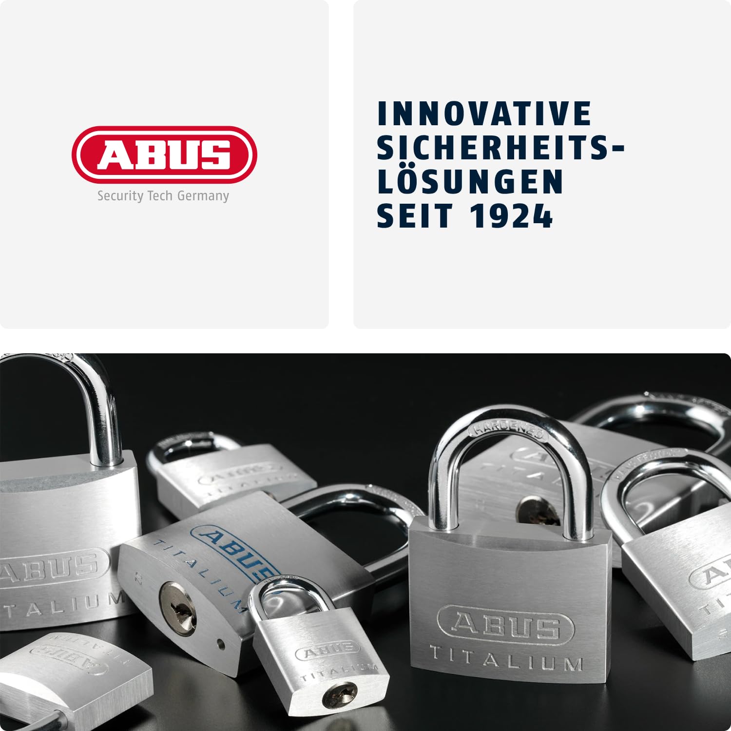 ABUS Candado Titalium 96TI/60 de Aluminio - Nivel de Seguridad 8, Plateado | Cuerpo macizo extraligero, arco acero Nano Protect, llave reversible, cierre automático - 60 mm, 332 g