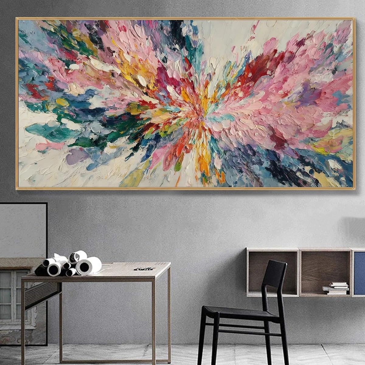 LTjiajuypd Modern Visual Effect Abstract Color Explosion Wall Canvas Painting Posters For Living Room(80X160cm)