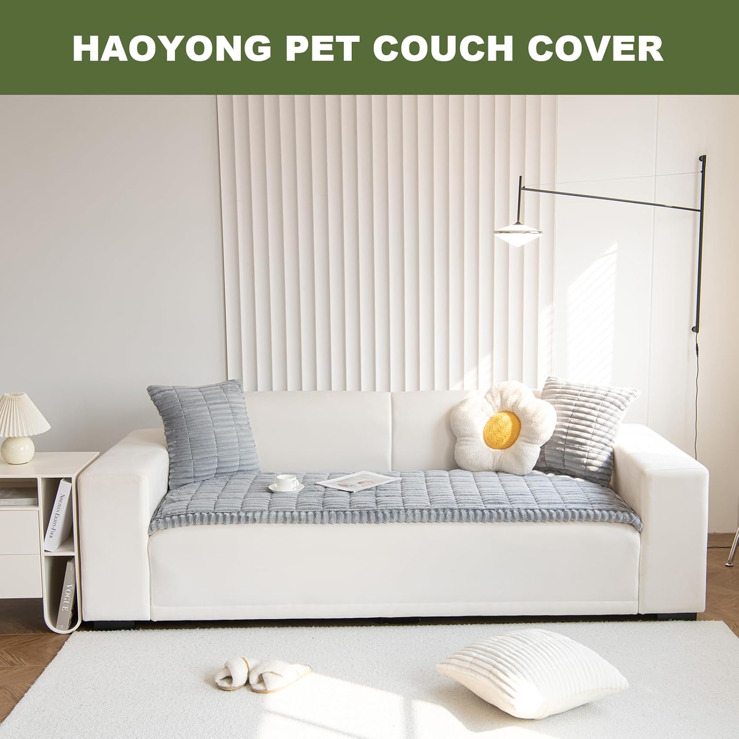 HAOYONG Pet Couch Cover Fuzzy Couch Cover for Dogs Washable Couch Cushion Non-Slip Sofa Slipcover Cushion Furniture Protector Pet Friendly