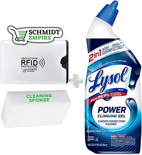 Lysol Power - Limpiador de inodoro para limpieza y desinfectación, eliminación de manchas, 24 onzas + 1 protector de tarjeta SchmiidtEmpire +