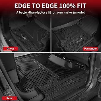LASFIT Floor Mats 1st Row Only for Ram 1500 2019-2024 Crew Cab and Quad Cab Front Bucket Seat, Not for RAM 1500 Classic, All Weather TPE Custom Fit Car Mats Truck Front Liners, Black