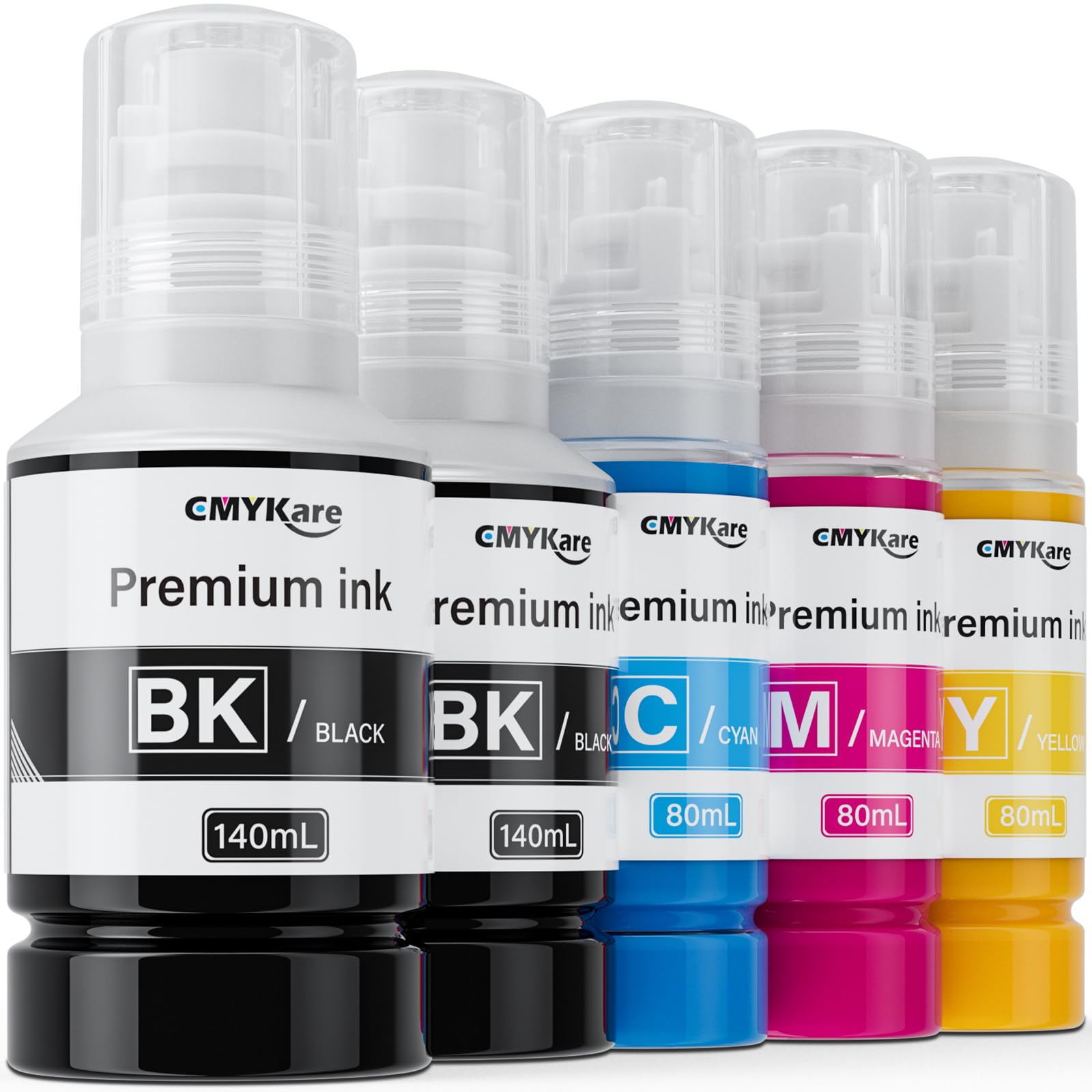 Ink Refill Bottles Replacement for ET-2760 ET-2750 ET-3760 ET-4760 ET-3830 ET-3850 ET-2850 ET-3710 ET-4850 ET-2980 ET-2988 ET-3958 ET-3750 ET-4750 ET-15000 (2Bk C M Y)