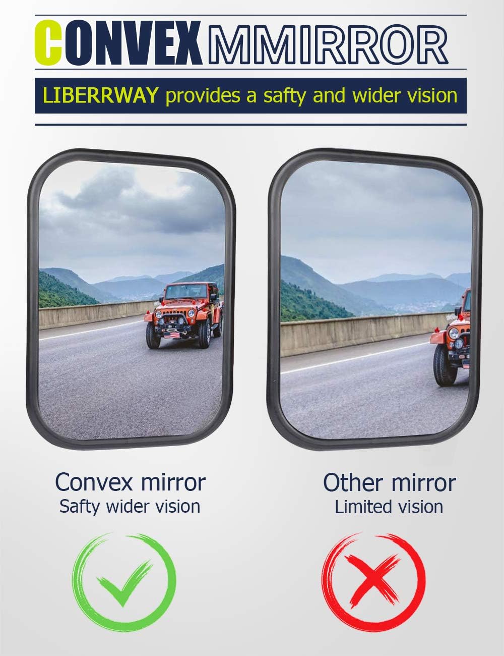 Doors Off Mirrors Compatible with Jeep Wrangler CJ TJ JK JL Rectangular Side Mirrors Off-road Mirror, 2 PACK - Image 2