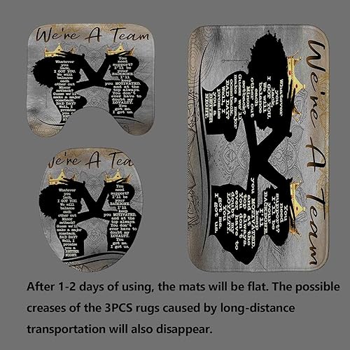 Miniatura 4 de Fashion&Man OLEBETY - Juego de 4 cortinas de ducha afroamericanas, románticas para pareja, negro, reina y King, corona dorada, mandala, gris, flores