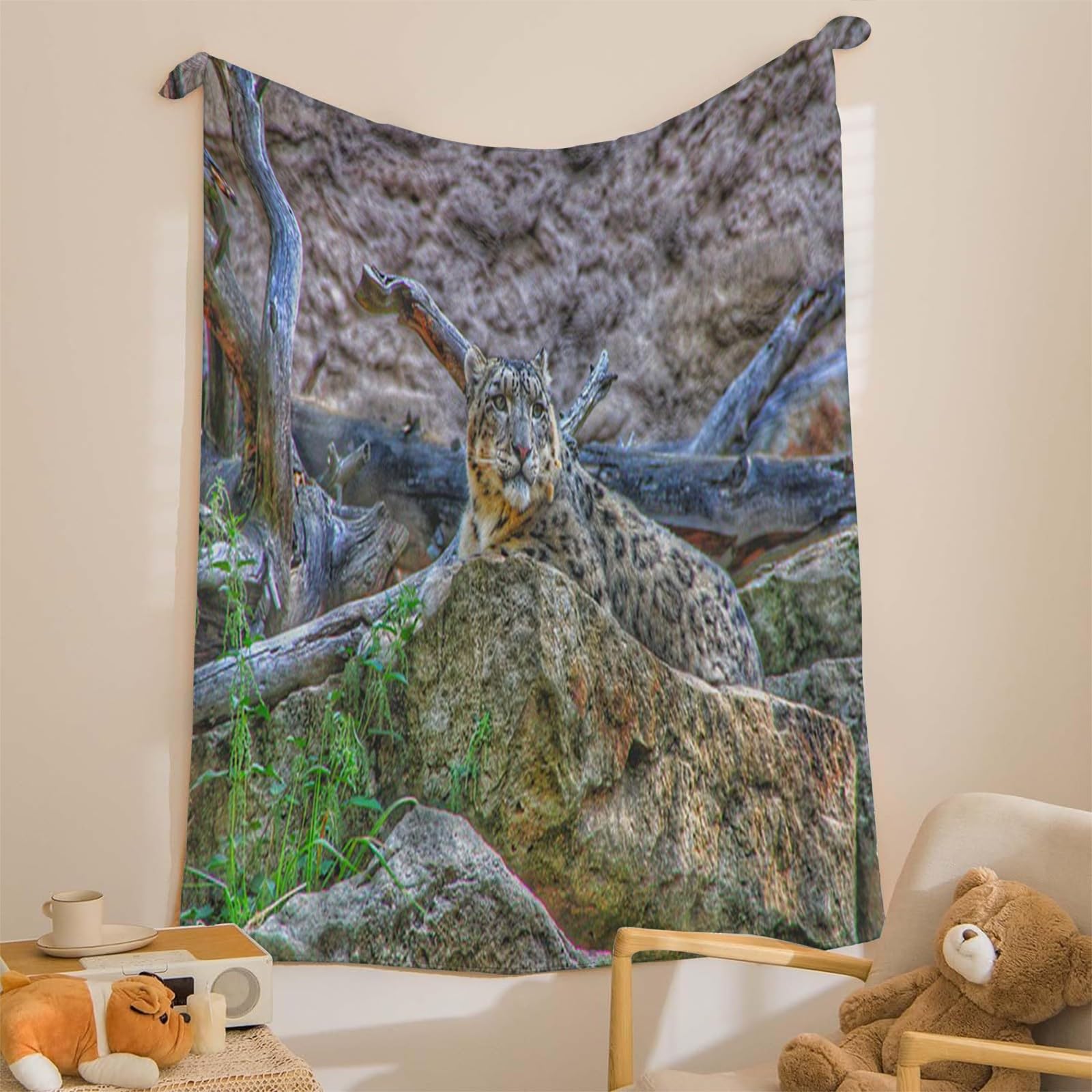 Generisch Puszysty koc do przytulania, ciemnoszary, panterka, 200 x 200 cm, miękki i dwustronny koc polarowy, idealny koc na sofę dla wszystkich, przytulny koc na sofę i łóżko AL791