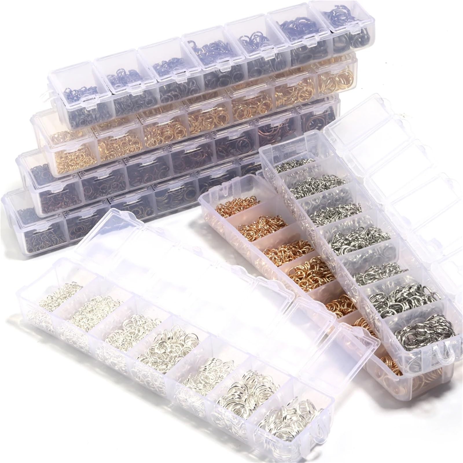 Biegeringe mit 9 Boxen, Split-Link-Verbinder für DIY-Schmuckherstellung, Halskette, Armband, Schwarz