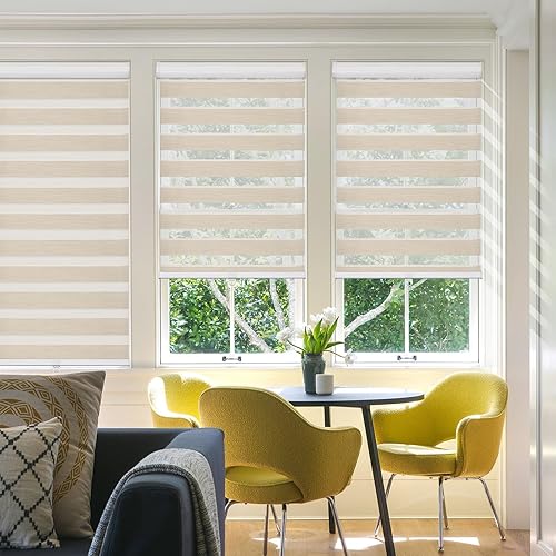 Miniatura 2 de Keego Zebra - Persianas enrollables sin cordones, de tamaño personalizado, opacas, de doble capa, control de luz, fácil de instalar